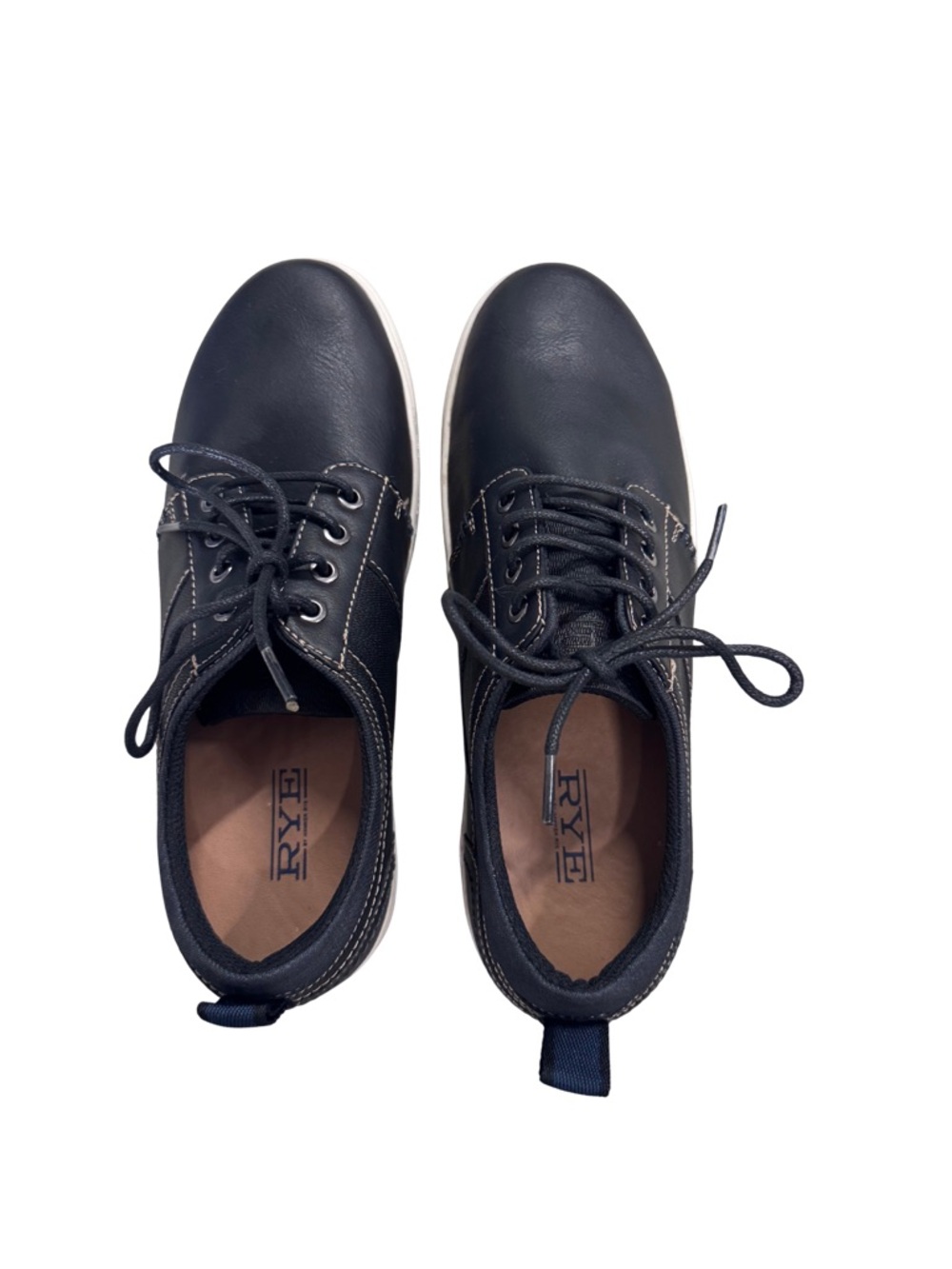 Rye Men's Dark Navy Leather Lace-Up Oxfords